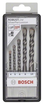 Bosch Набор из 5 свёрл по бетону Robust Line Silver Percussion 4; 5; 6; 8; 10 mm 2607010524
